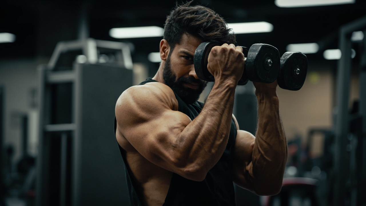 Muscle building training — dumbbell exercises for strength