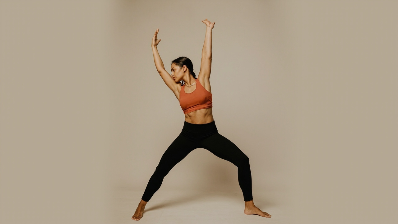Indian woman doing hip mobility stretches