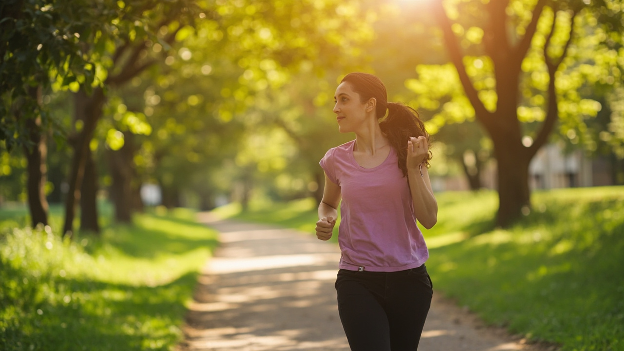 Indian woman doing outdoor walking exercise