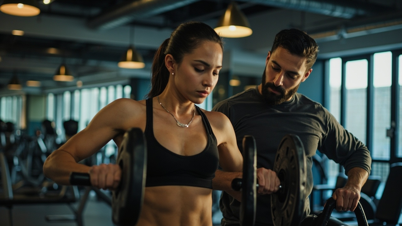 Personal trainer working with Indian client