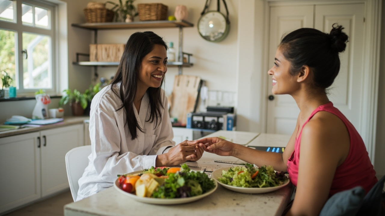 Indian nutritionist and client consultation